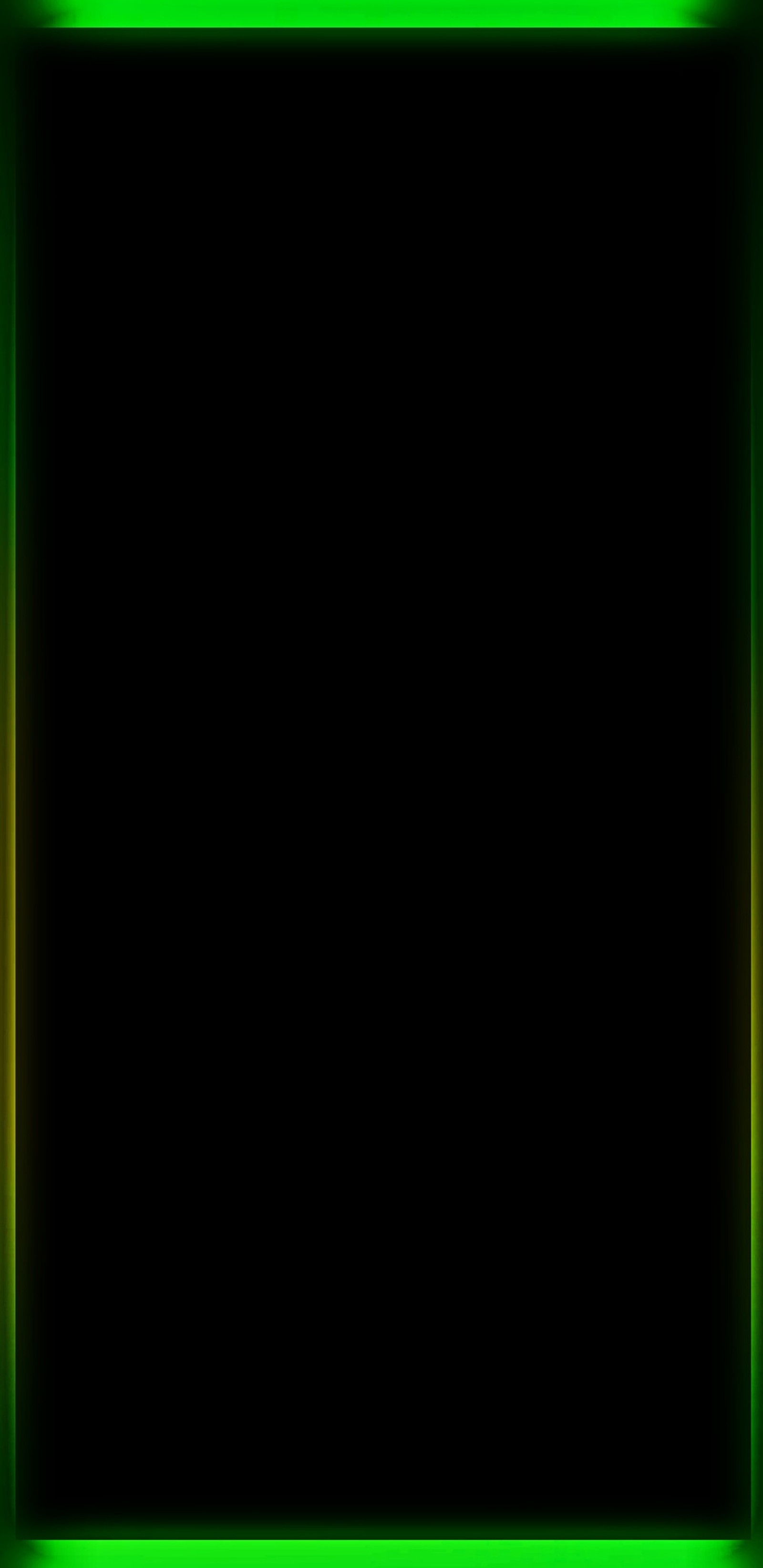 A close up of a neon green frame with a black background (edge, green, light, lights, neon)