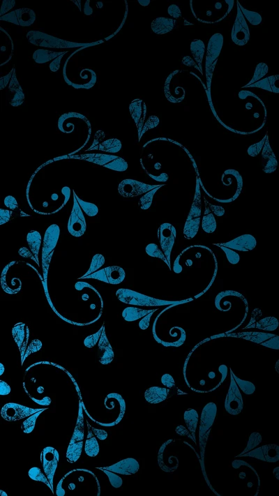 abstract, blue, dark, paisley