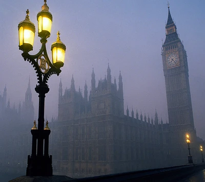 Nebeliger Abend am Big Ben, London