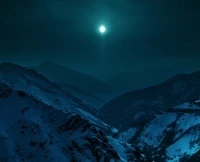 paysage, lune, montagne, nature, nuit