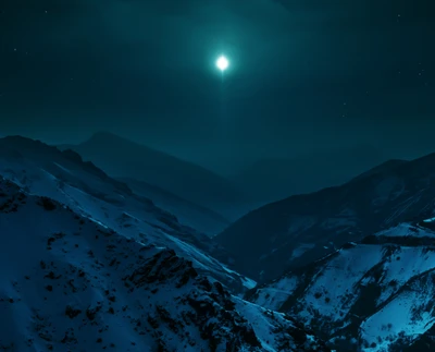 paisagem, lua, montanha, natureza, noite