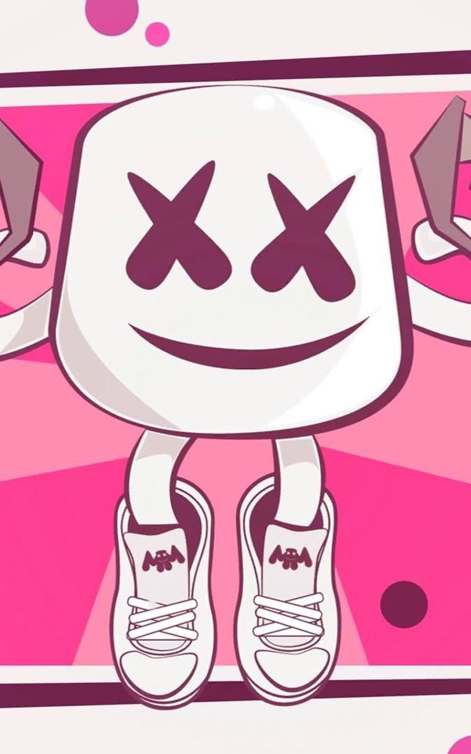 Un gros plan d'une personne debout sur un skateboard avec un visage en guimauve (génial, fortnite, gaming, marshmello)