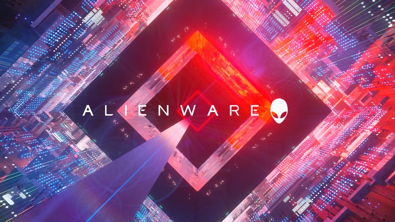 Логотип alienware над городом ночью (alienware, логотип, цифровое искусство)