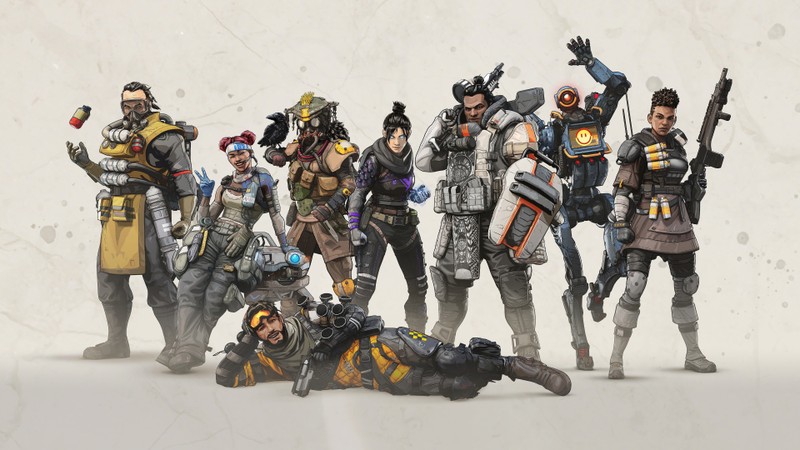 Группа людей в костюмах apex позирует для фото (apex legends, видеоигра, бенгалуру, мираж, mirage)