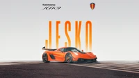 Koenigsegg Jesko en Naranja Dinámico: Un Impresionante Póster de Coche Deportivo