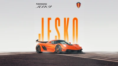 Koenigsegg Jesko em Laranja Dinâmico: Um Impressionante Pôster de Carro Esportivo