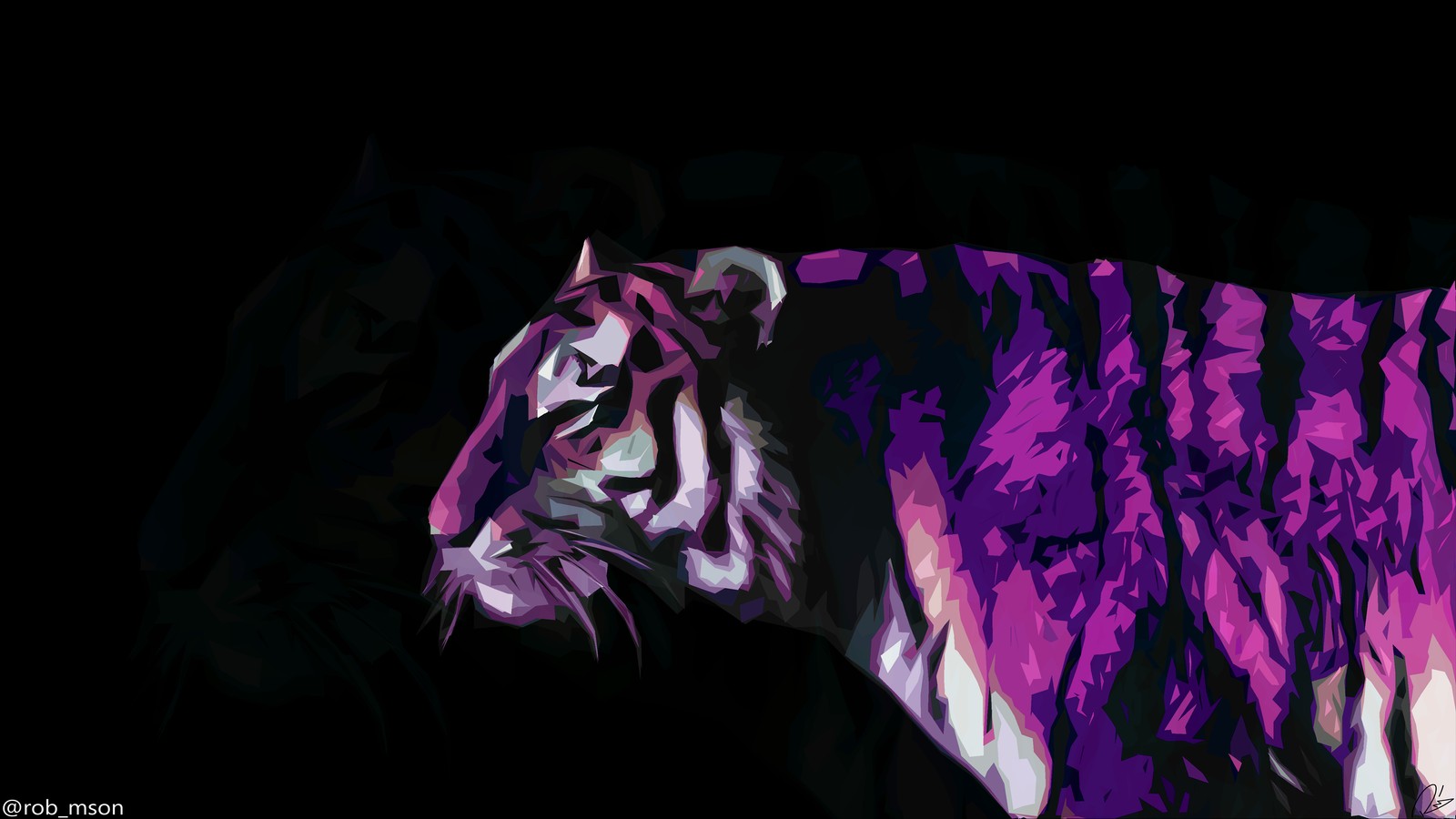 Purple tiger in the dark (purple, sleeve, violet, felidae, magenta)