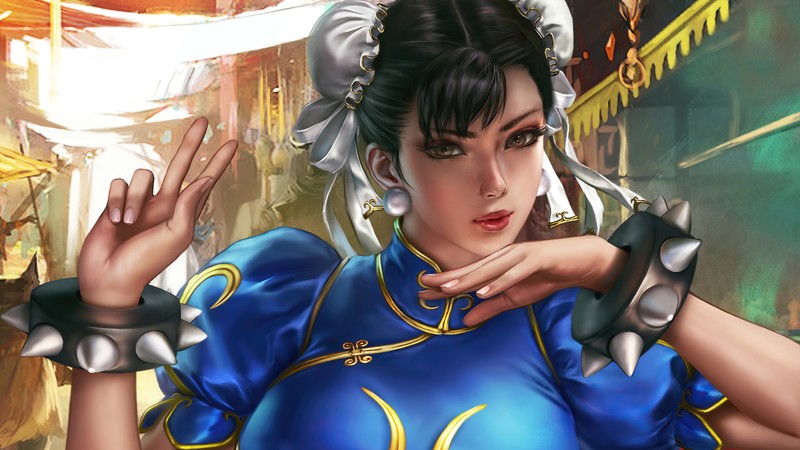 Женщина в синем платье с мечом (чун ли, chun li, девочки, street fighter, видеоигра)