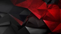 Abstract geometric design featuring sharp black and red triangular facets, embodying a dynamic and intense aesthetic reminiscent of Acer Predator branding.