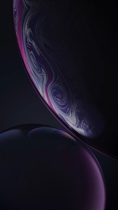 Tourbillons abstraits et dégradés inspirés par les designs de l'iPhone XR et XS.