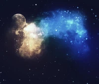 galaxy, moon, stars wallpaper