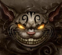 Gato de Cheshire Tribal: Un encuentro oscuro en el País de las Maravillas