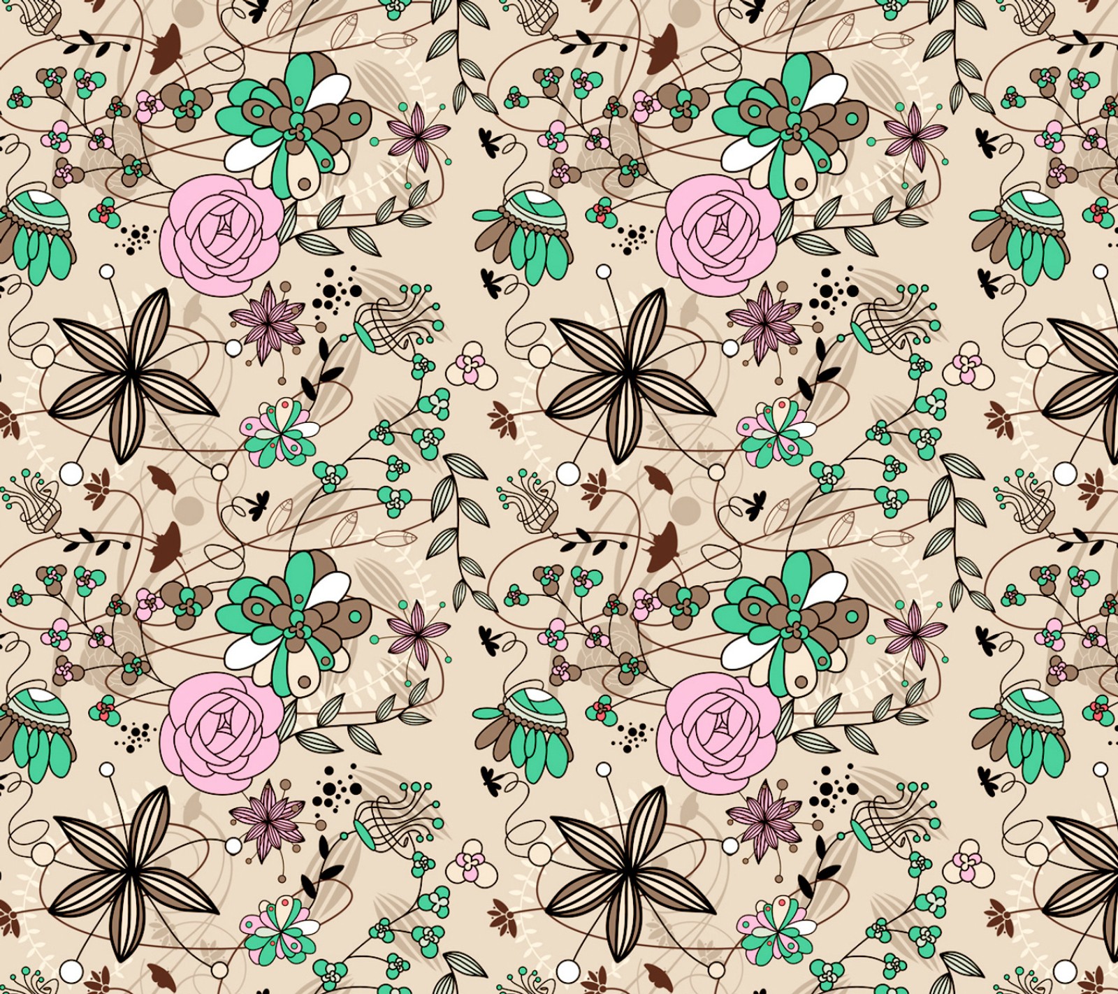 A floral pattern with butterflies and flowers on a beige background (abej, beograd, flower, love)