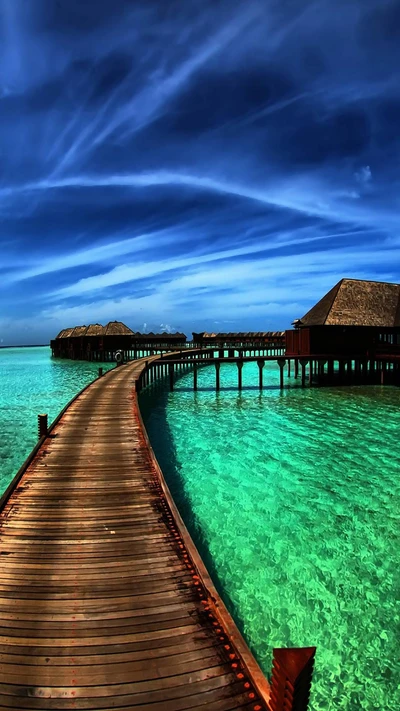 pont, océan, paradis, chemin, mer