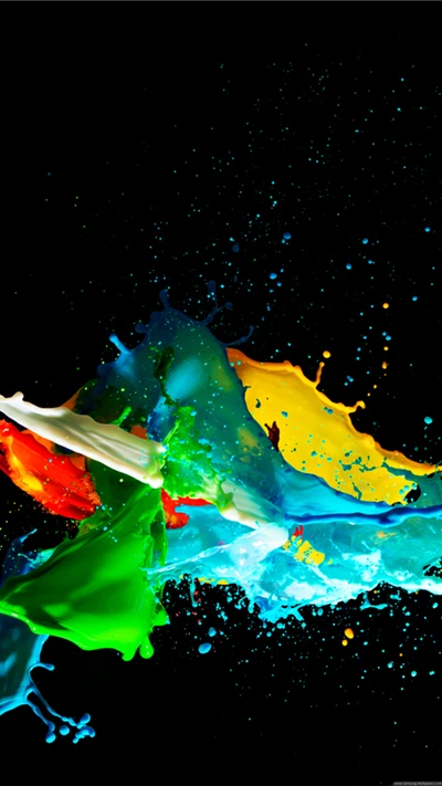 Vibrant Splash of Colorful Paint on Black Background