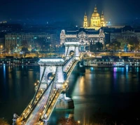 budapest, chain bridge, city lights