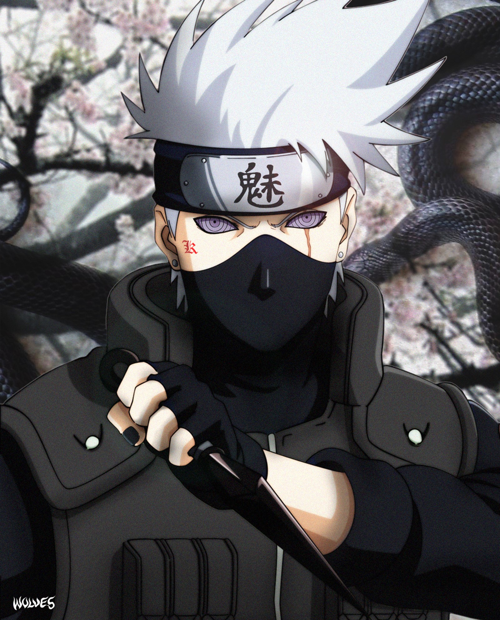 Скачать обои kakashi, риннеган, rinnegan, чёрный, тёмный