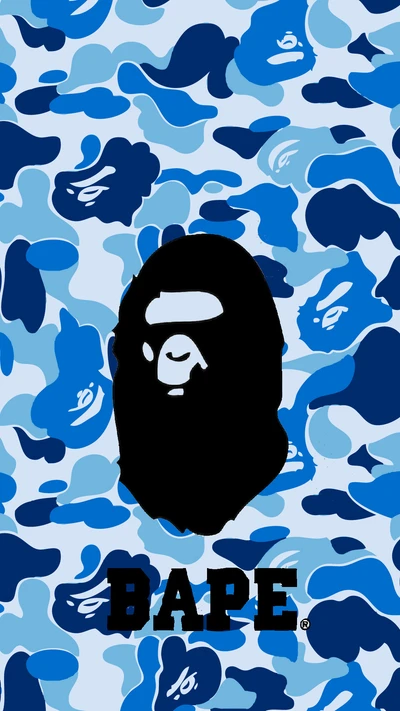 bape, bleu, camouflage, hd, logo