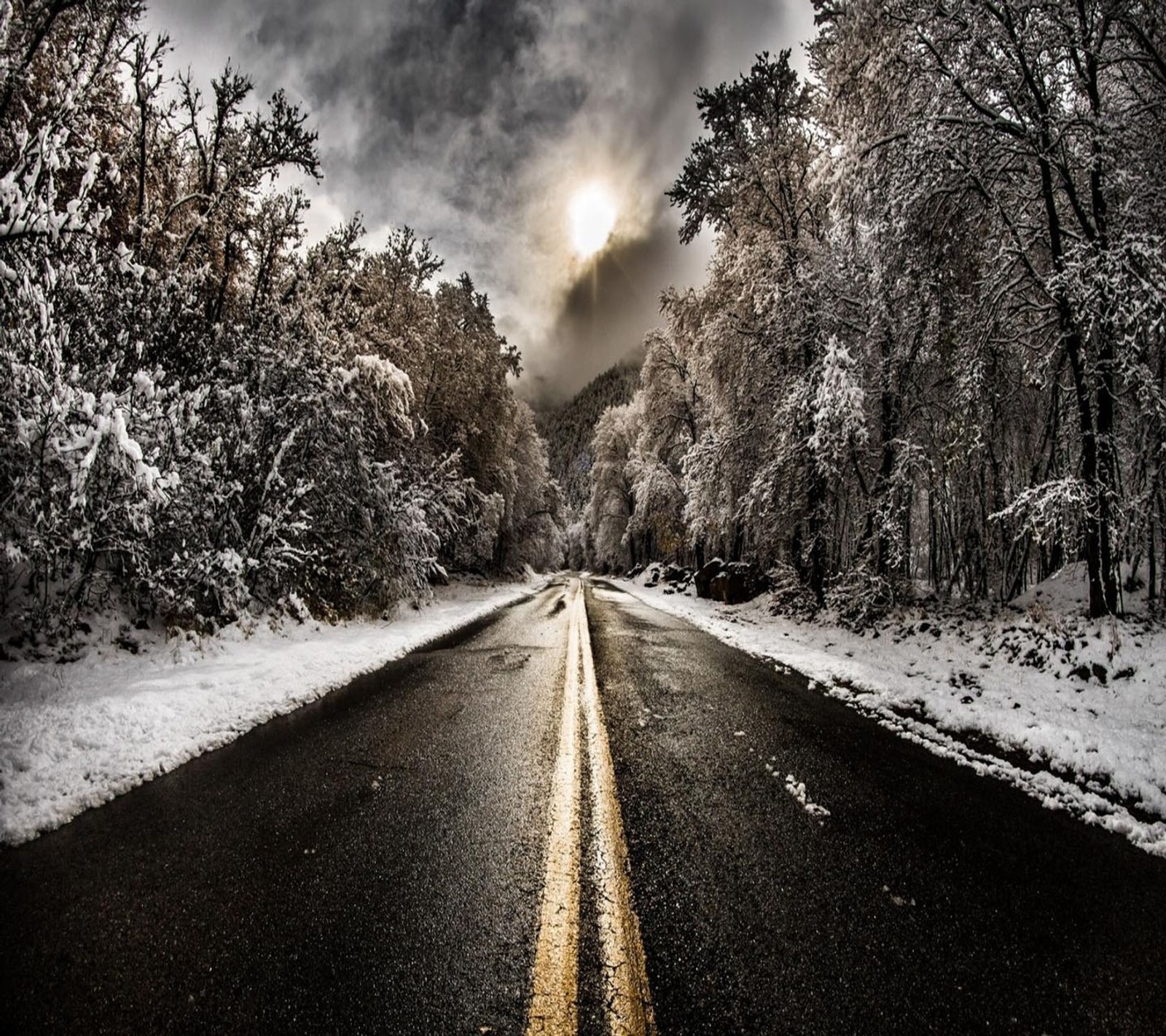 cool, new, silent road, winter Download Wallpaper