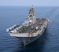 Aircraft Carrier at Sea with Helicopters on Deck