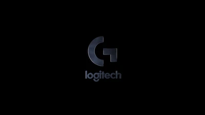 Логотип Logitech в минималистичном стиле на черном фоне - 4K обои технологии