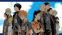 Equipe de vôlei Karasuno em estilo anime