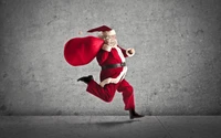 Santa Claus in Red: A Joyful Sprint on Christmas Day