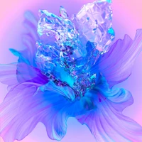 Vibrant Purple Flower with Crystalline Accents in Ethereal Digital Art