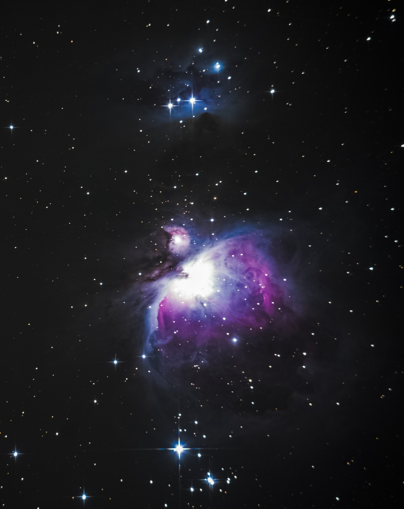 Arafed image of a cluster of stars in the sky (purple, space, universe, sky, outer space)