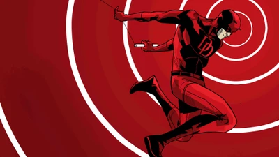 Atrevido en acción: Un salto dinámico a través del arte de cómics rojos en espiral