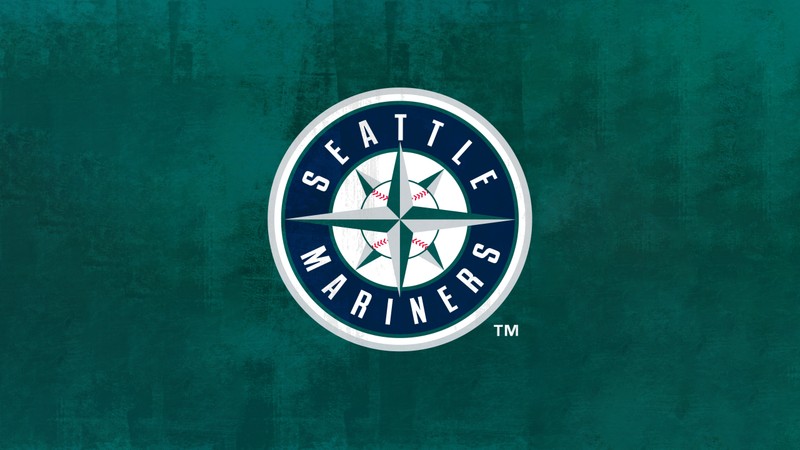 Близкий план логотипа seattle mariners на зеленом фоне (сиатл маринерс, seattle mariners, бейсбольная команда, майор лига бейсбола mlb, 5k)