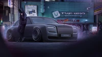 Rolls Royce personalizado elegante con vibras urbanas por la noche