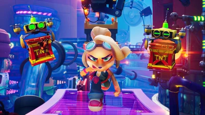 Coco Bandicoot en action : une scène dynamique de Crash Bandicoot 4 : il est temps