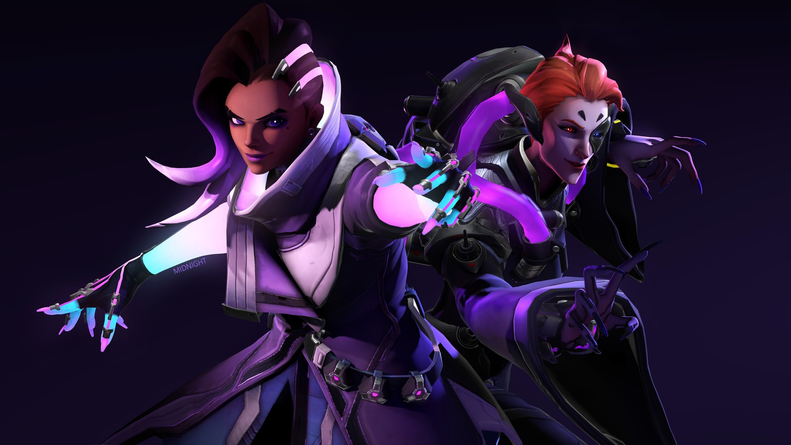 Lade sombra, moira, overwatch, videospiel, mädchen Hintergrund herunter