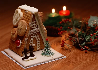 dia de natal, árvore de natal, enfeite de natal, casa de gengibre, pão de gengibre