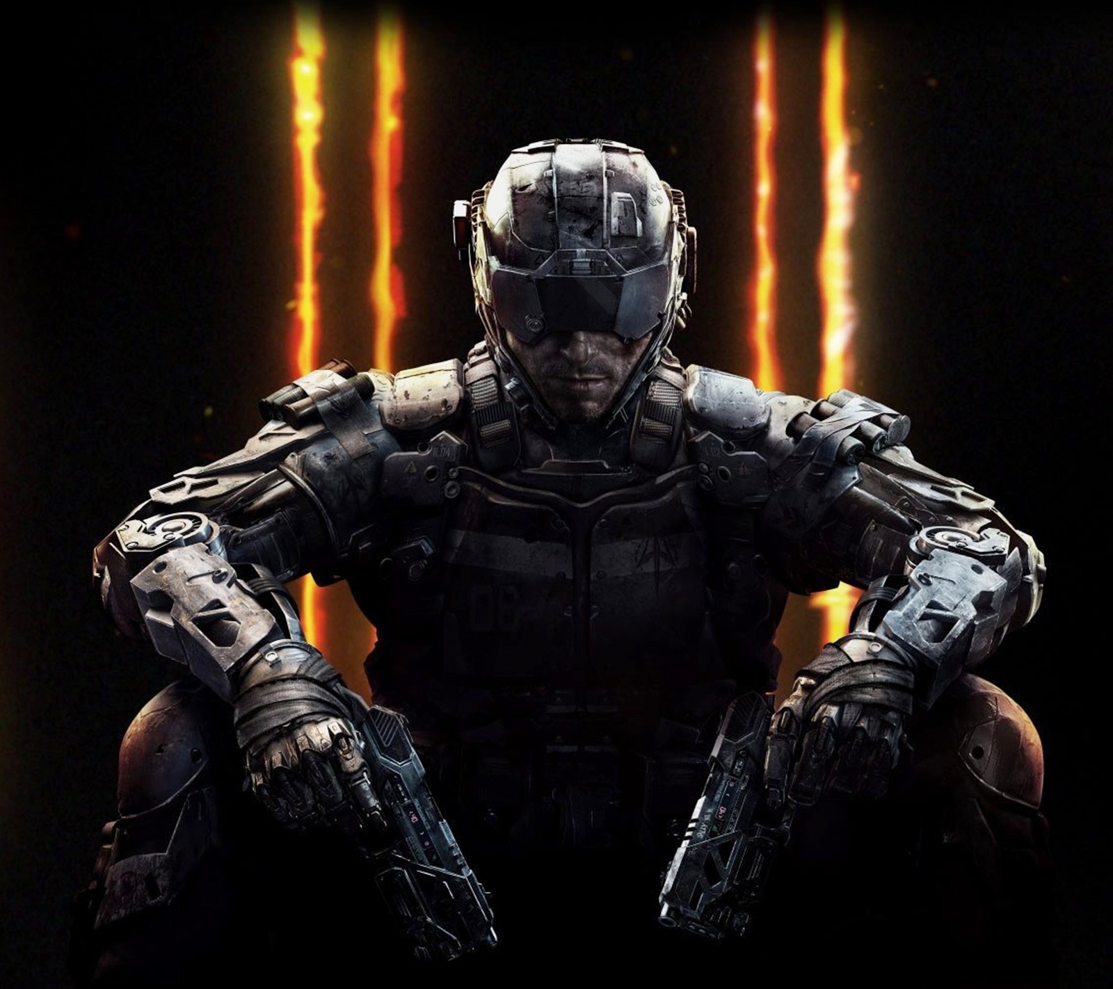 Primer plano de una persona en un traje con una pistola (call of duty, call of duty black ops 3)