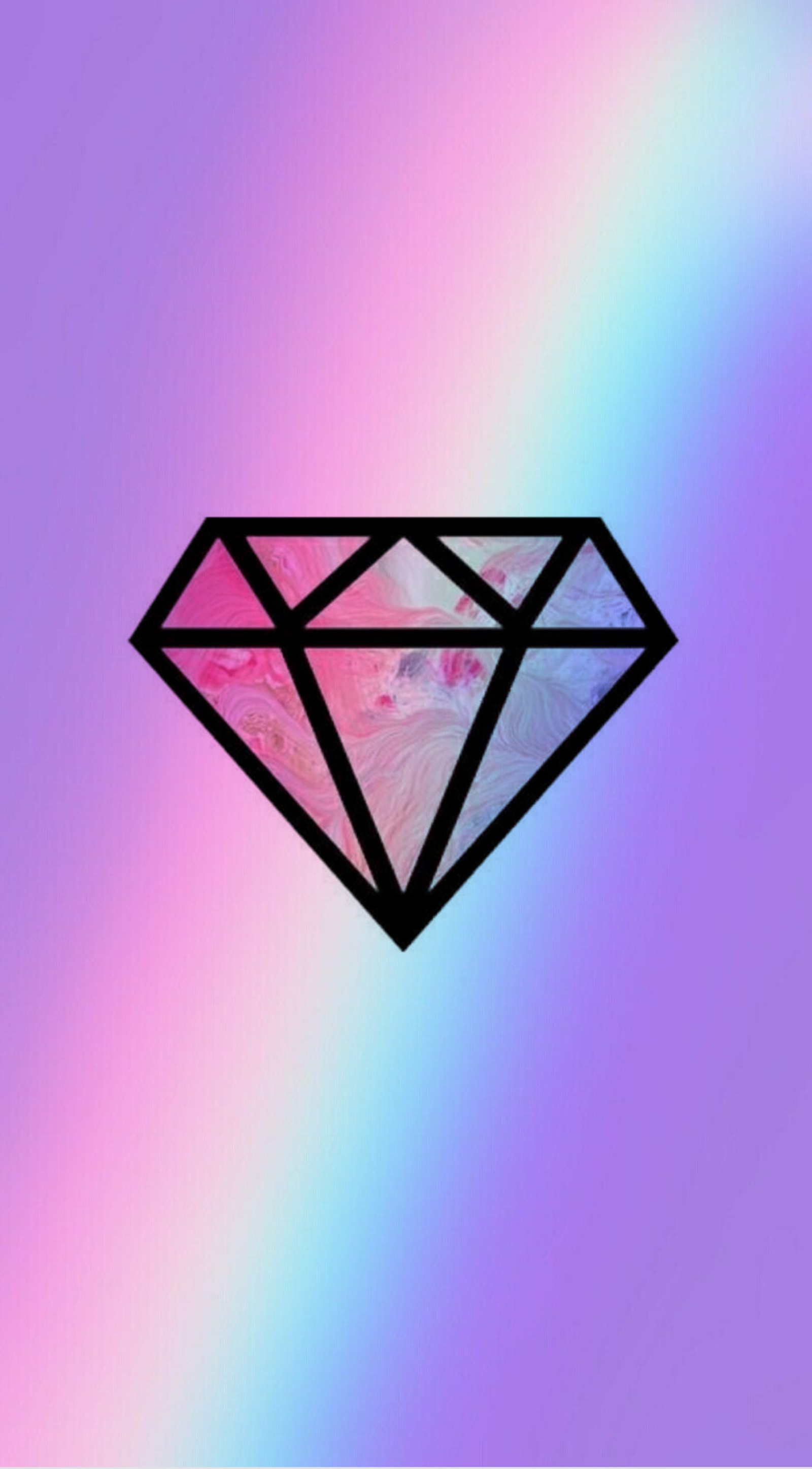 A close up of a diamond on a pink and blue background (colors, diamonds, tumblr)