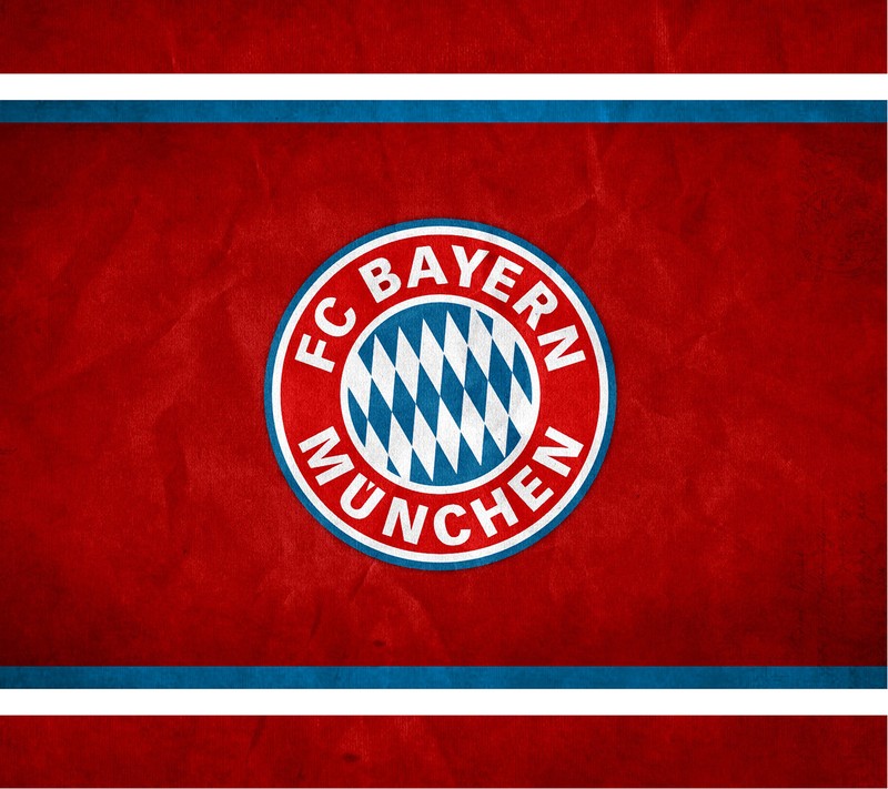 Nahaufnahme eines fußballteam-logos auf rotem hintergrund (bayer, blau, fcb, grunge, münchen)