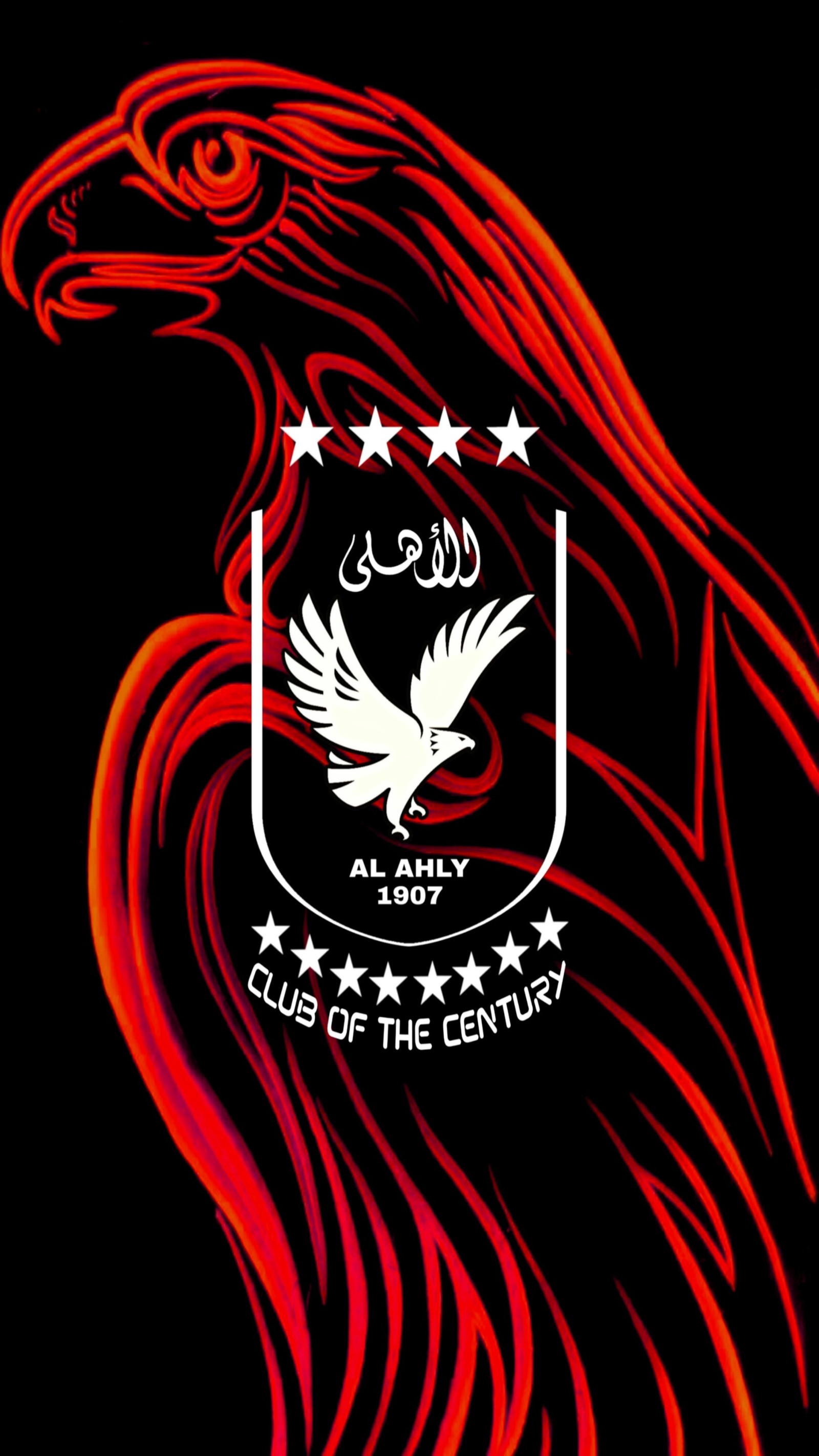 Близкий план красного орла со звездами на нем (аль ахли, al ahly sc, al ahly wallpaper, hd)