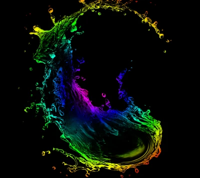 Vibrant Rainbow Water Splash on Black Background