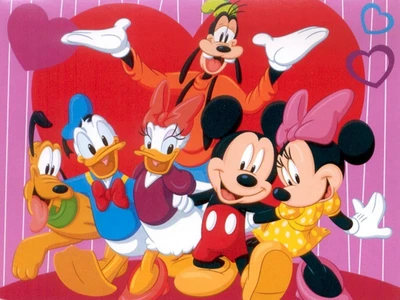 amigos, corazón, amor, mickey mouse, san valentín disney