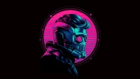 Ilustración minimalista de Star-Lord con acentos de neón