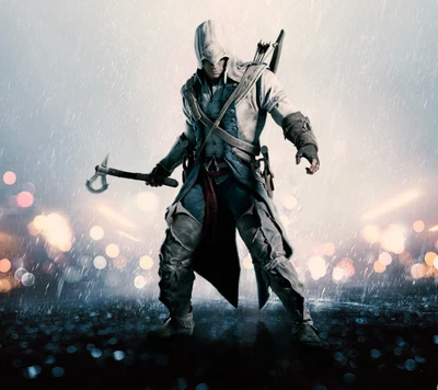 assassins creed, campo de batalla, connor kenway, asesino, lluvia