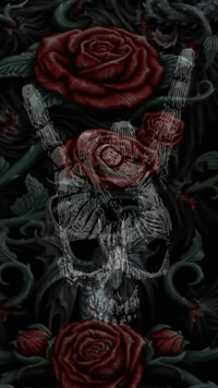 Calavera con Rosas: Un Baile entre Luz y Oscuridad