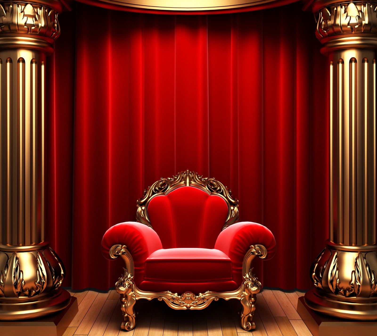 chair, curtains, gold, king, queen wallpaper