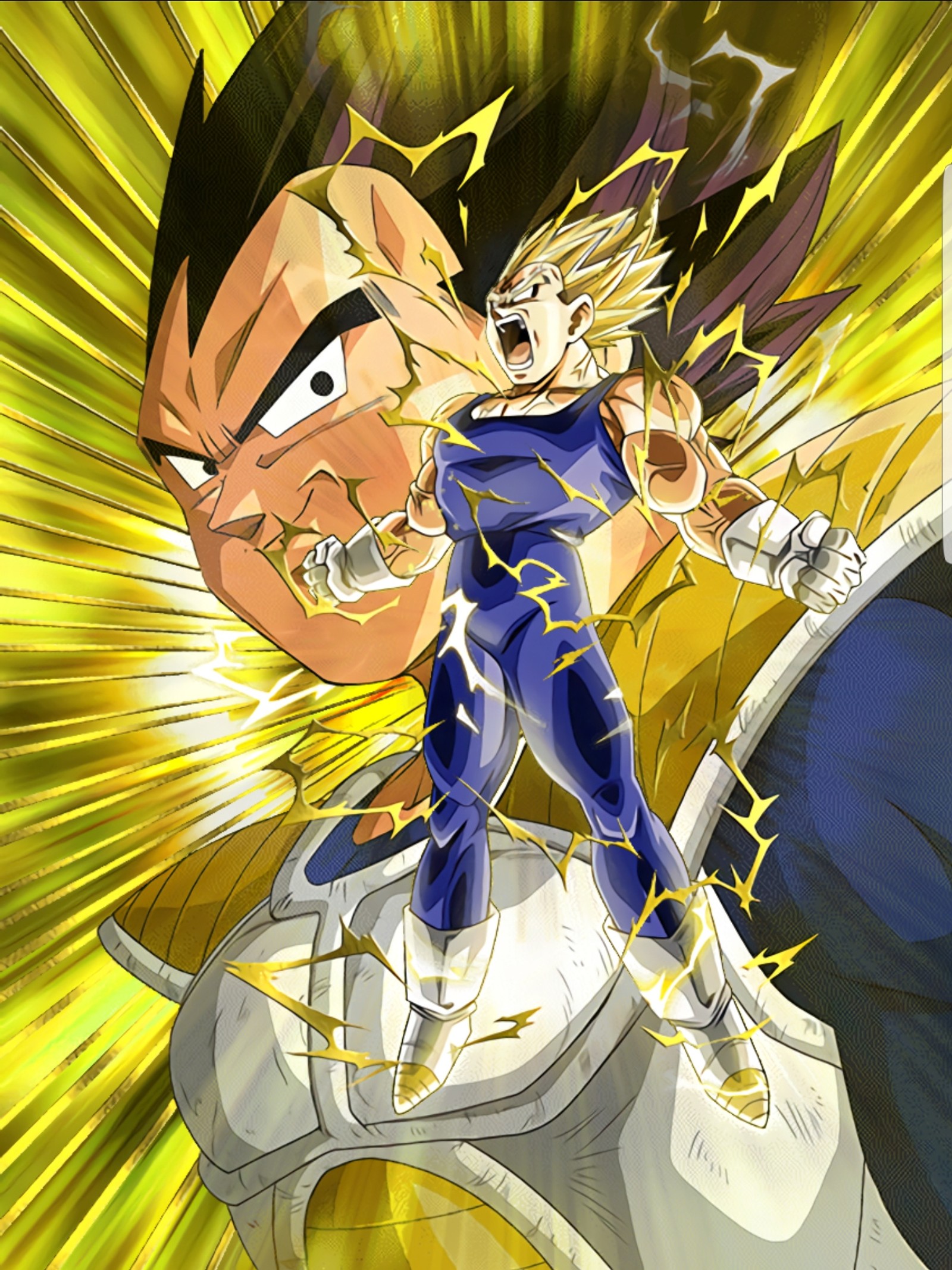 Dragon ball gohan et vegeta se battent sur un fond jaune et noir (dbz, vegeta)