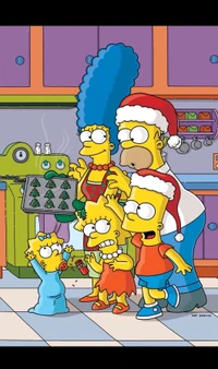 the simpsons, christmas, cartoons, cute, family wallpaper