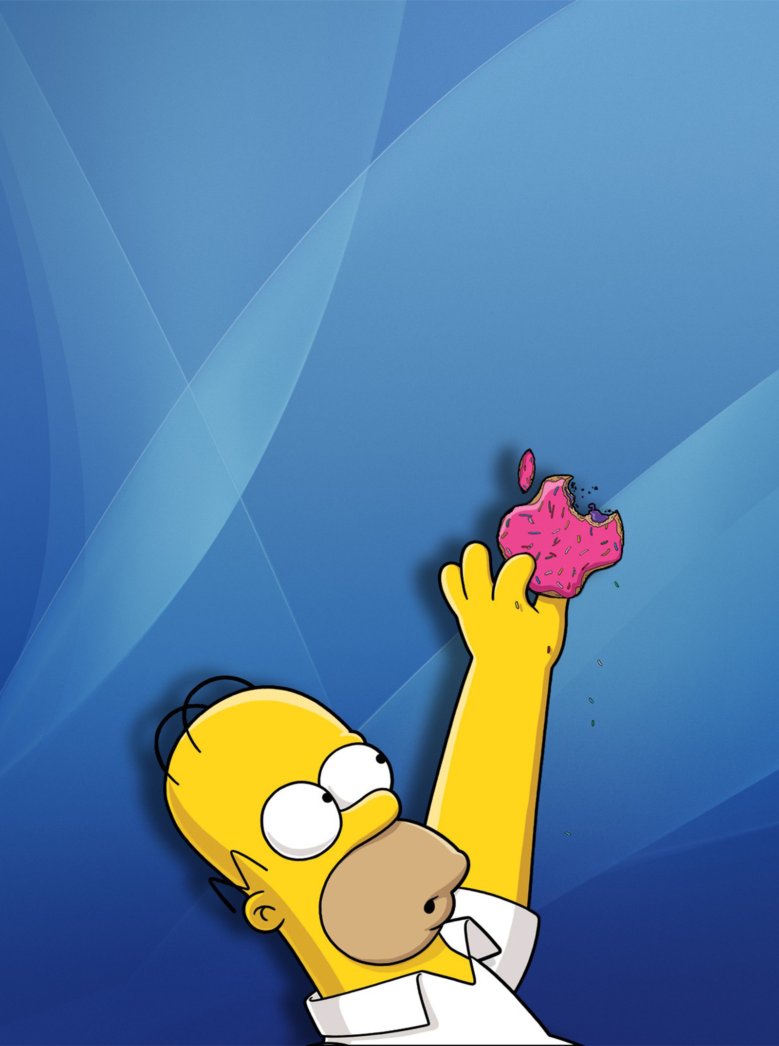 Los simpsons están comiendo un donut con la mano (manzana, homero, rosa)