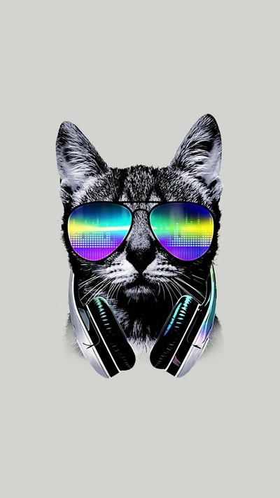 chat, dj, lunettes de soleil