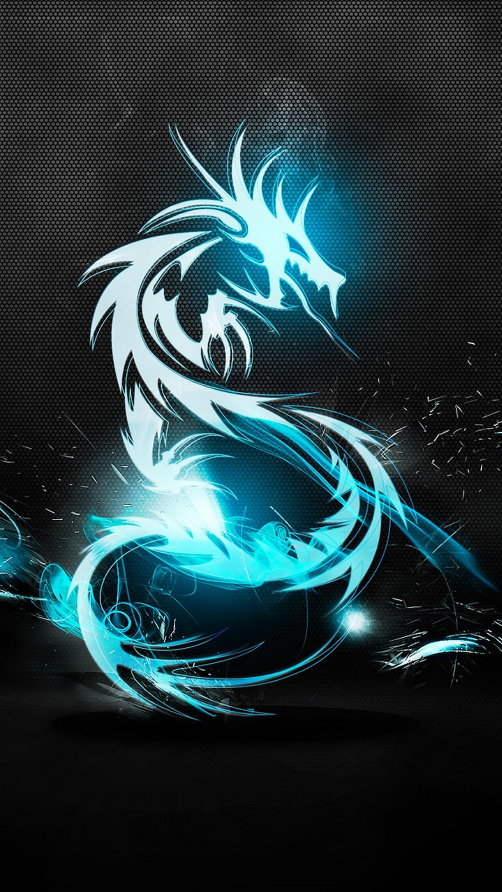 A blue dragon with glowing wings on a black background (blue, dragon)